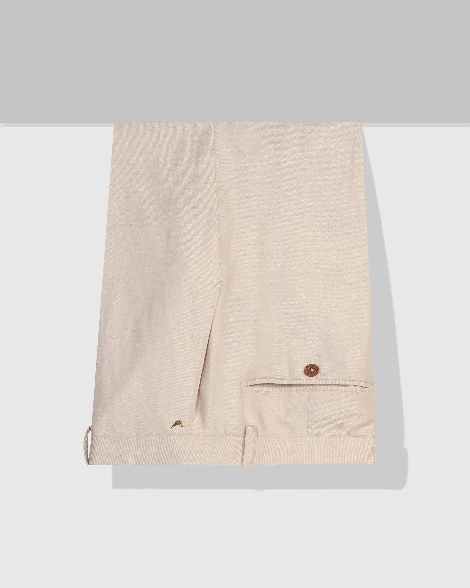 Ripstop Reinforcement Luxe Linen Slim Comfort B-95 Formal Beige Solid Trouser - Platina