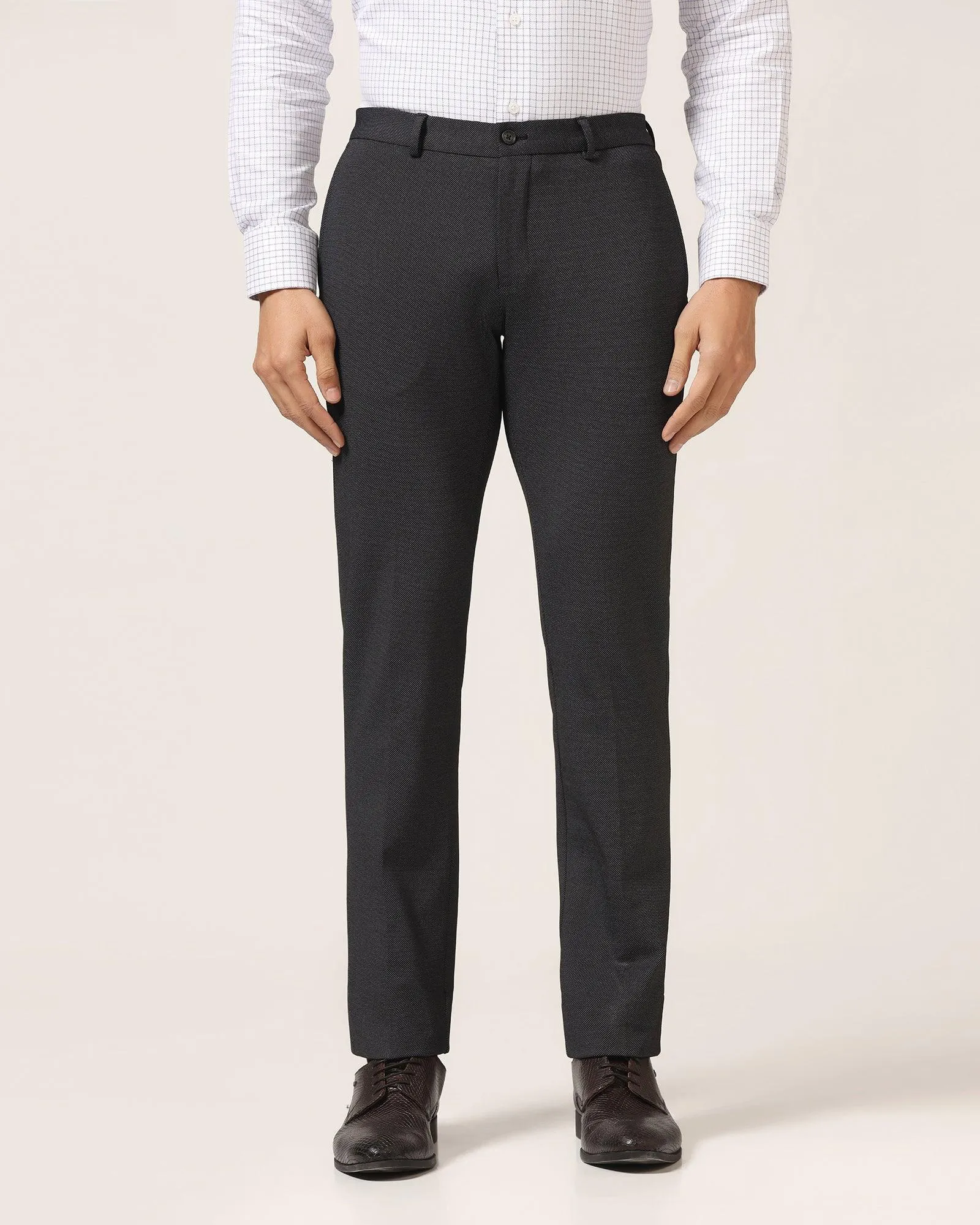 Slim Fit B-91 Formal Black Textured Trouser - Ace Full Coverage