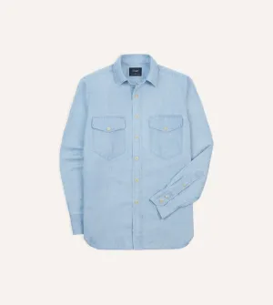 Bleach Wash Cotton-Linen Long Point Collar Work Shirt Unmatched comfort