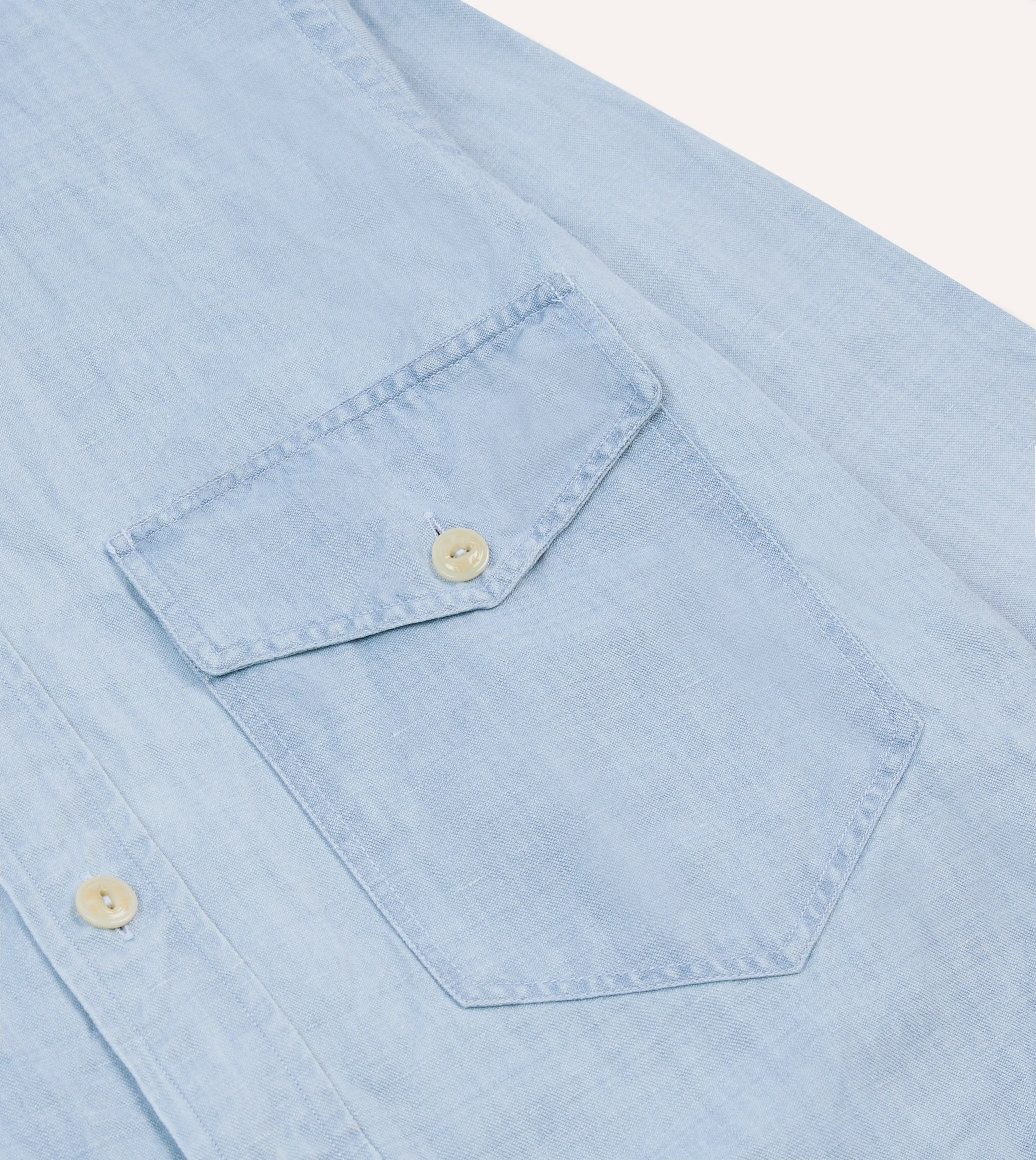 Street Style Bleach Wash Cotton-Linen Long Point Collar Work Shirt