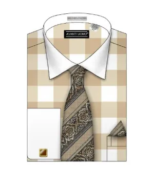 Snag Resistant Fabric Perfect Fit AVANTI UOMO PASTEL COLOR BIG CHECK PATTERN DS3824P2 BEIGE