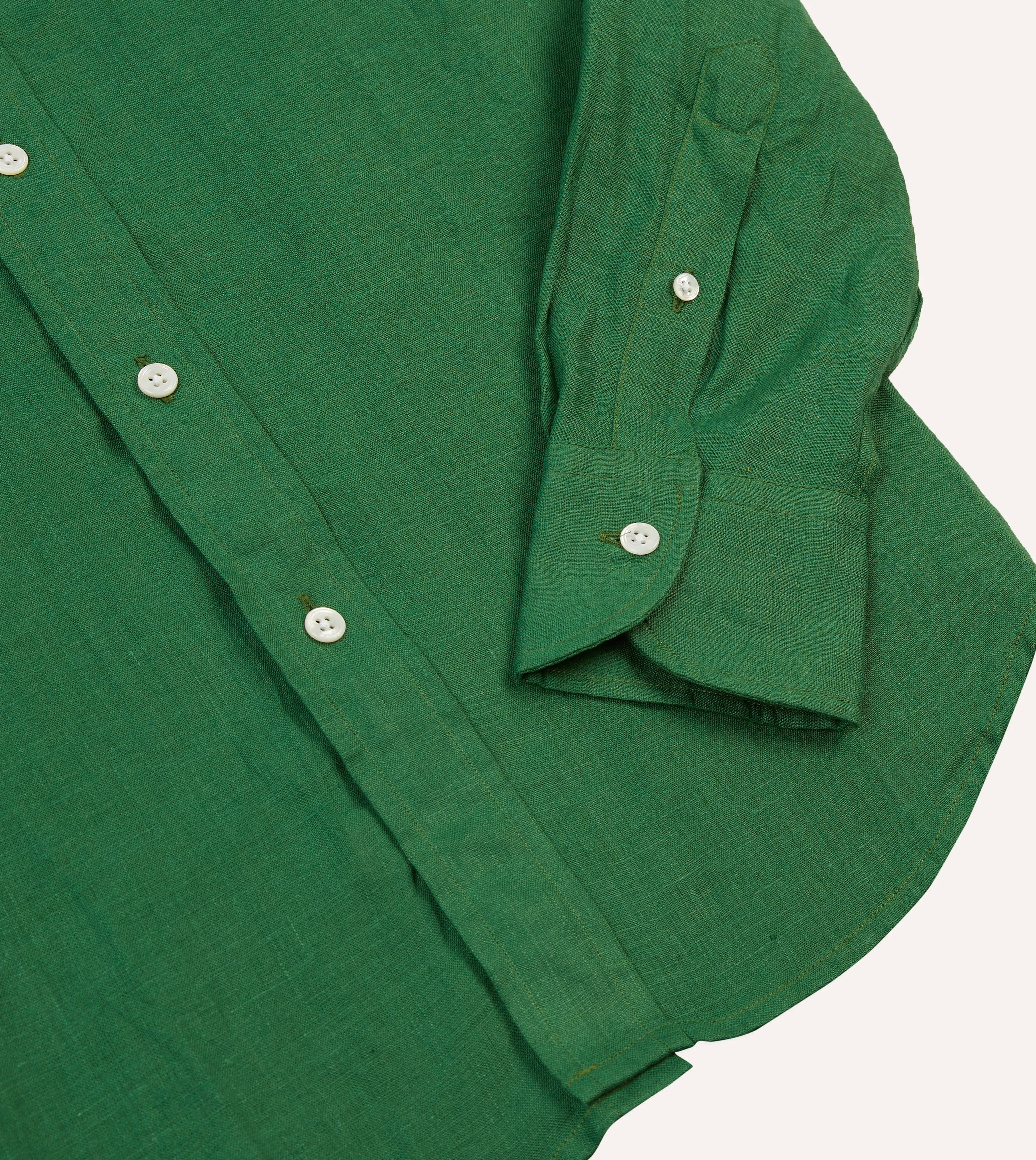 Forest Green Linen Spread Collar Shirt Contemporary Design