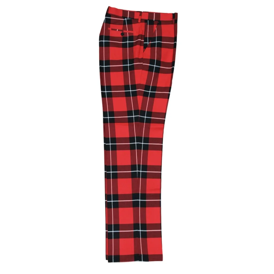 Plaid Red Black White Pants Relaxed Fit