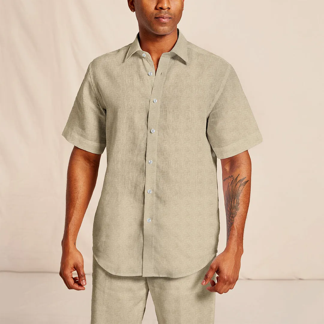 Inserch SS Linen Shirt SS717-00006 Oatmeal Lightweight sweater Heavy Silk