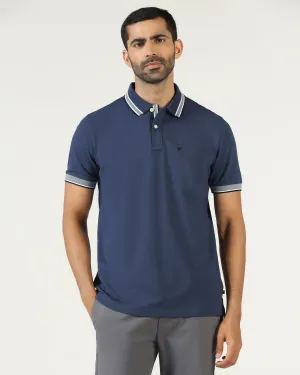 Essential Style Casual Vibe Mid Blue Solid Polo - Taurus