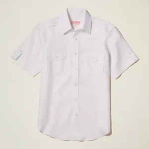Inserch SS Linen Military Shirt SS718-00002 White Tight Core