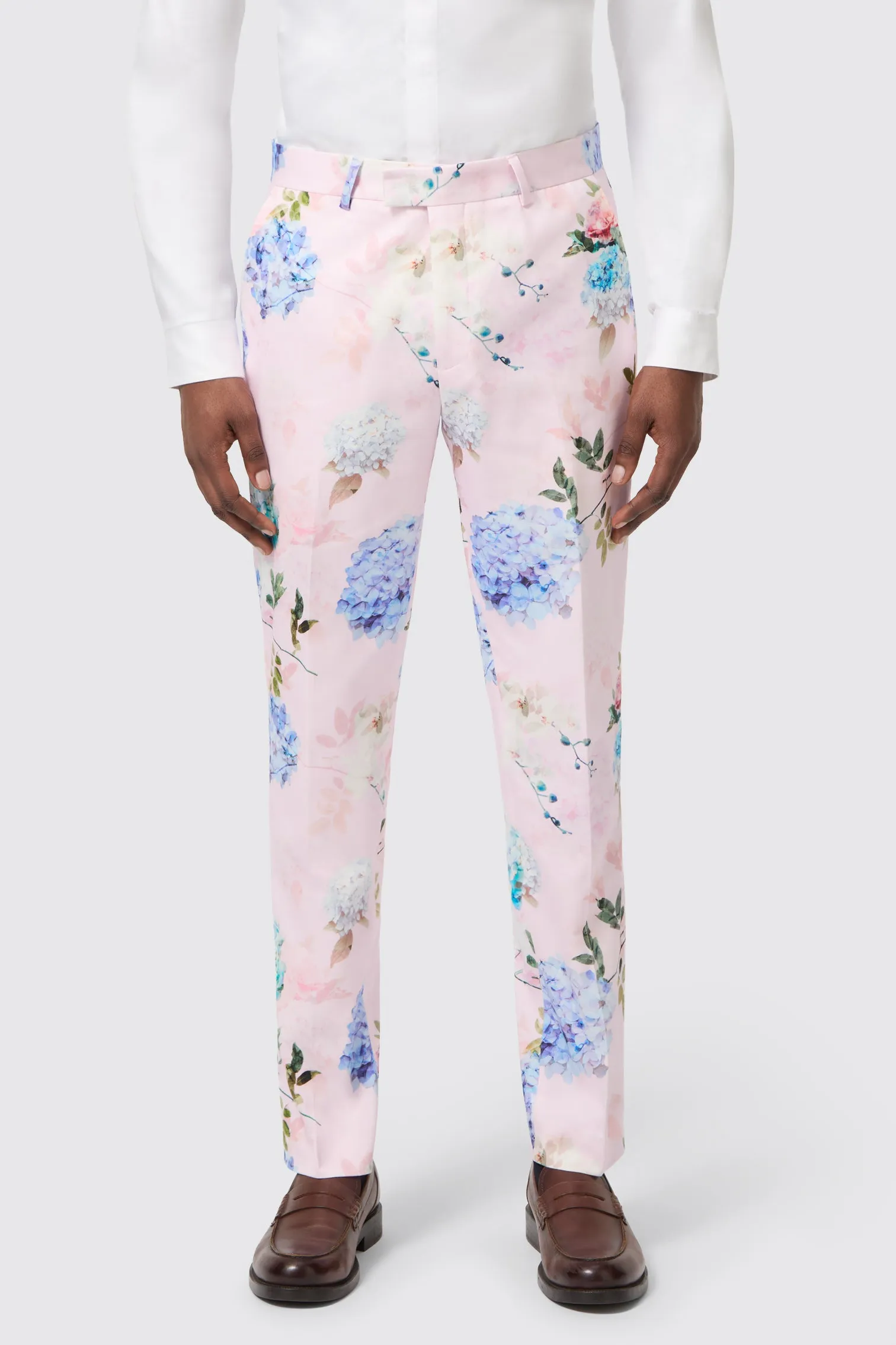 Pickhurst Slim Fit Pink Floral Cotton Trousers Active Ease Tribal Soul