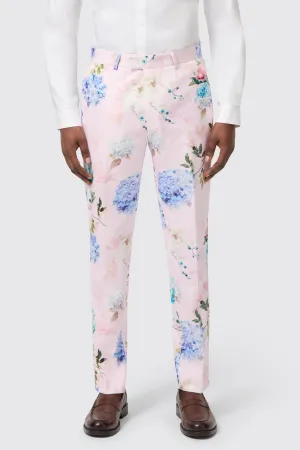 Pickhurst Slim Fit Pink Floral Cotton Trousers Active Ease Tribal Soul