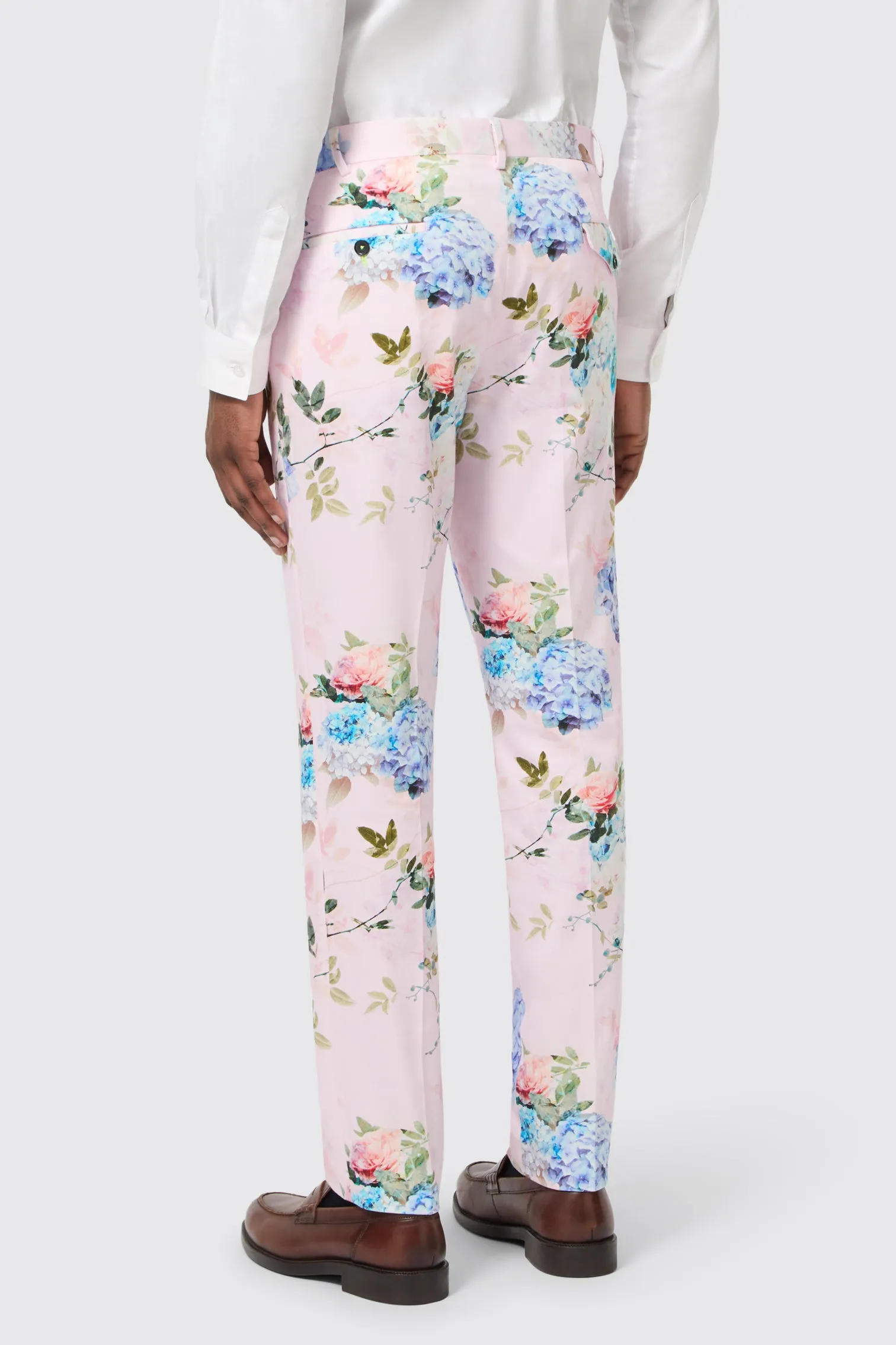 Lightweight Feel SnagFree Fabric Pickhurst Slim Fit Pink Floral Cotton Trousers