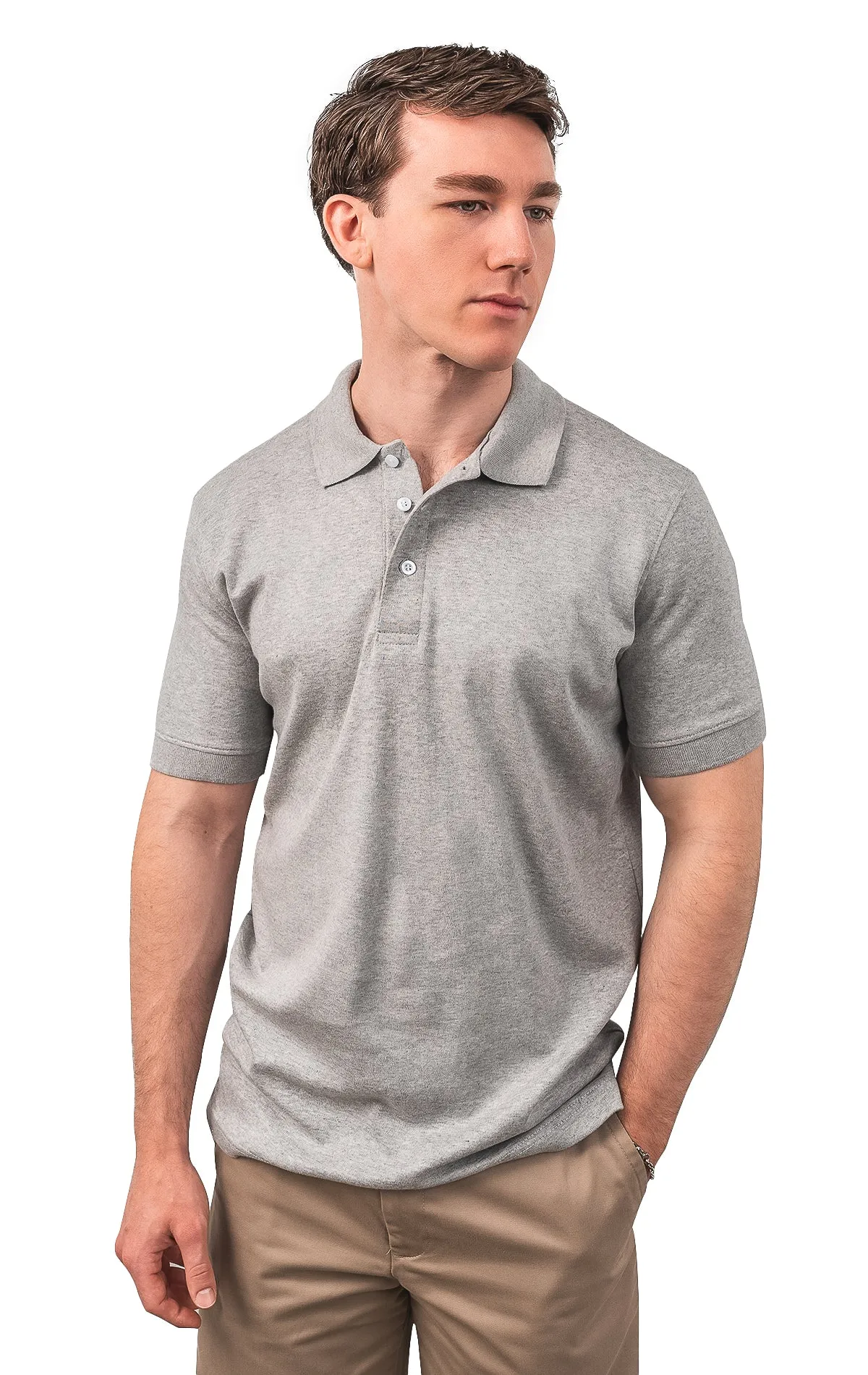 CLEOCOTTON GREY POLO SHIRT Trendy Prints Tagless Collar