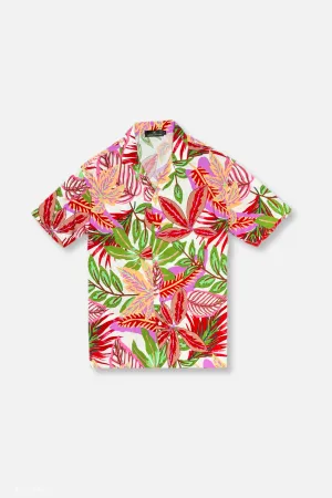 MicroPerforatedTexture Debois Tropical Resort Revere Collar Shirt