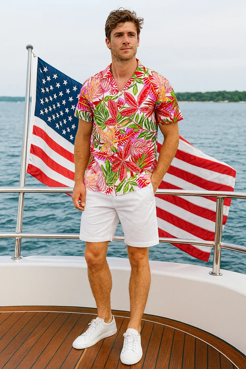 Debois Tropical Resort Revere Collar Shirt smooth zipper Digital Glow