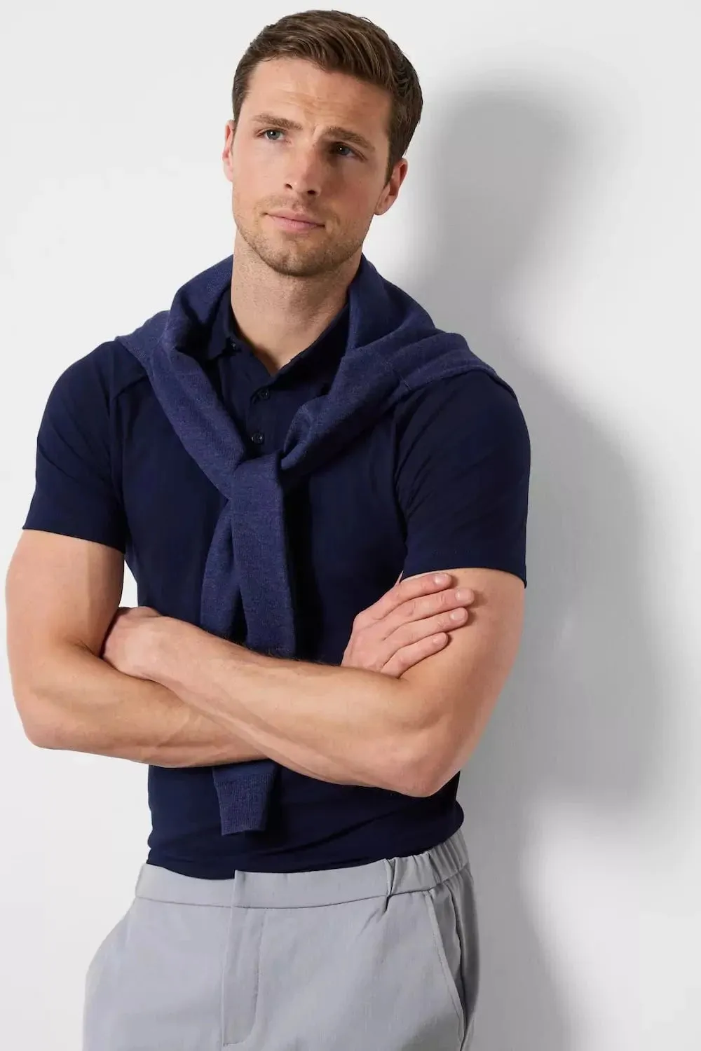 Active Design Athletic Fit Polo Shirt in Navy