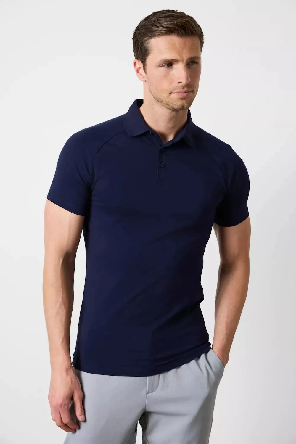 Athletic Fit Polo Shirt in Navy Easy Style Outdoor Ready