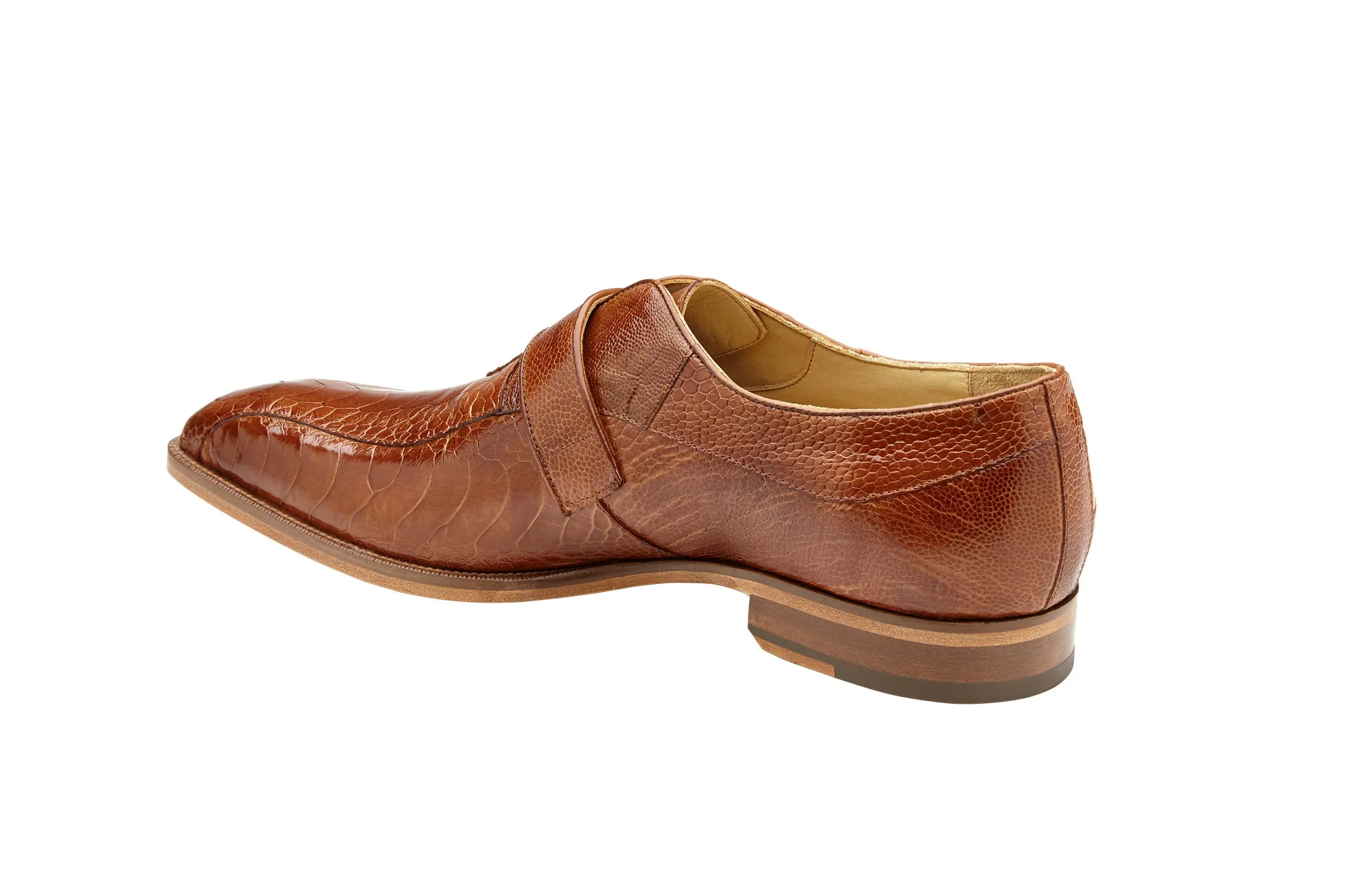 Belvedere Marte Monk Strap Shoes in Antique Camel & Bone Genuine Ostrich Responsive Cushion Weekend Warriors Comfort support