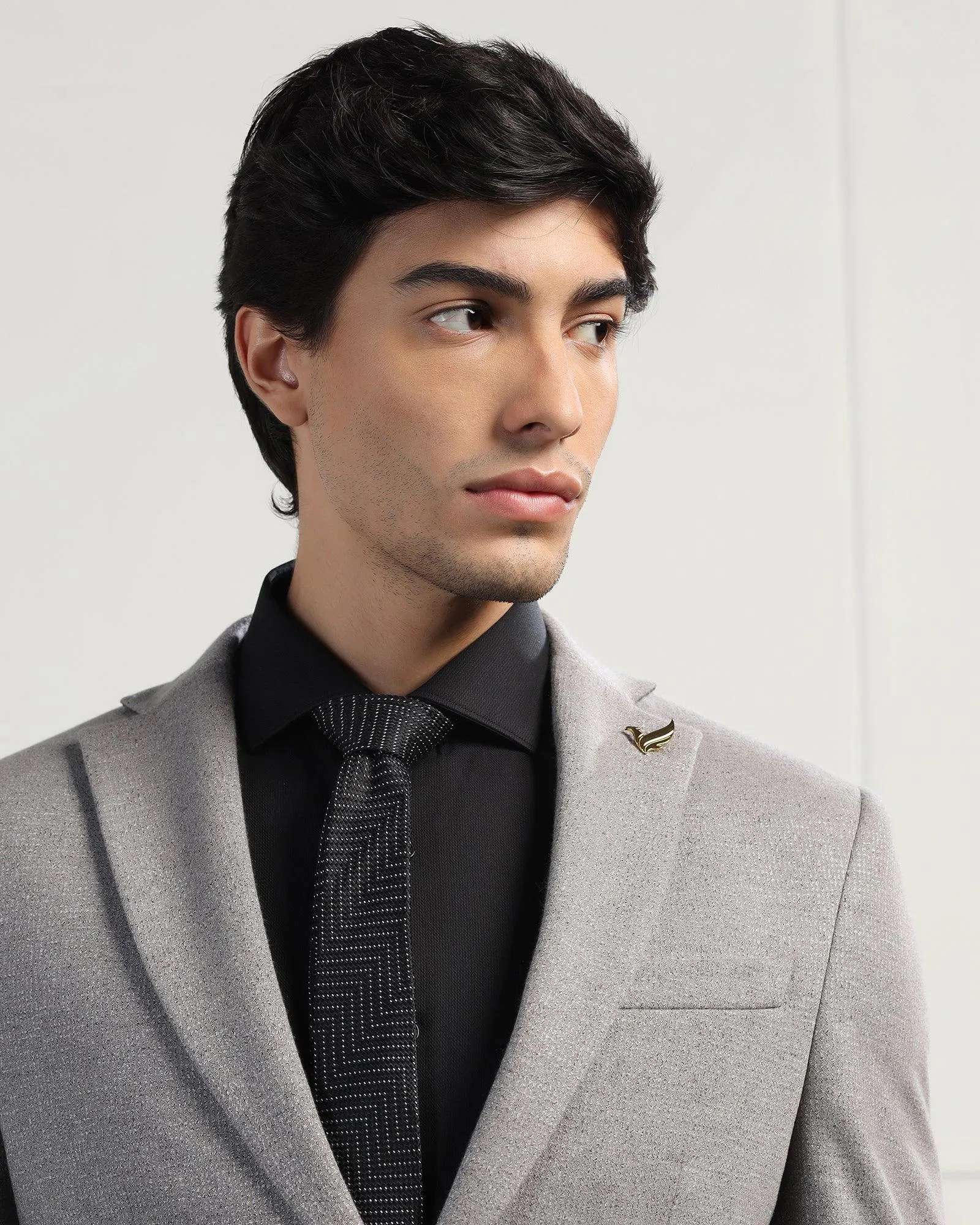 Many Pockets Luxe Formal Grey Textured Blazer - Baleno