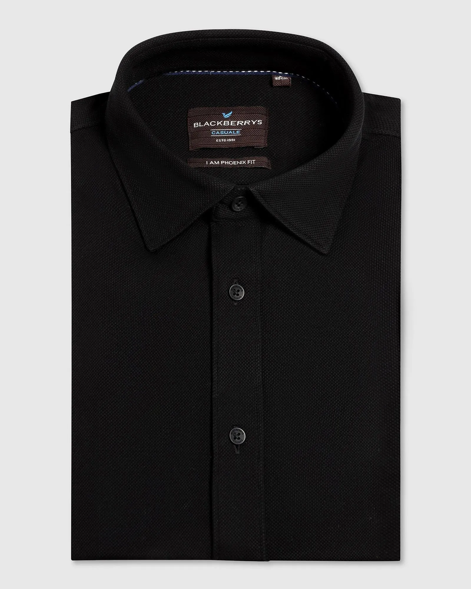 tailored look Spring Trend Casual Black Solid Shirt - Pareto
