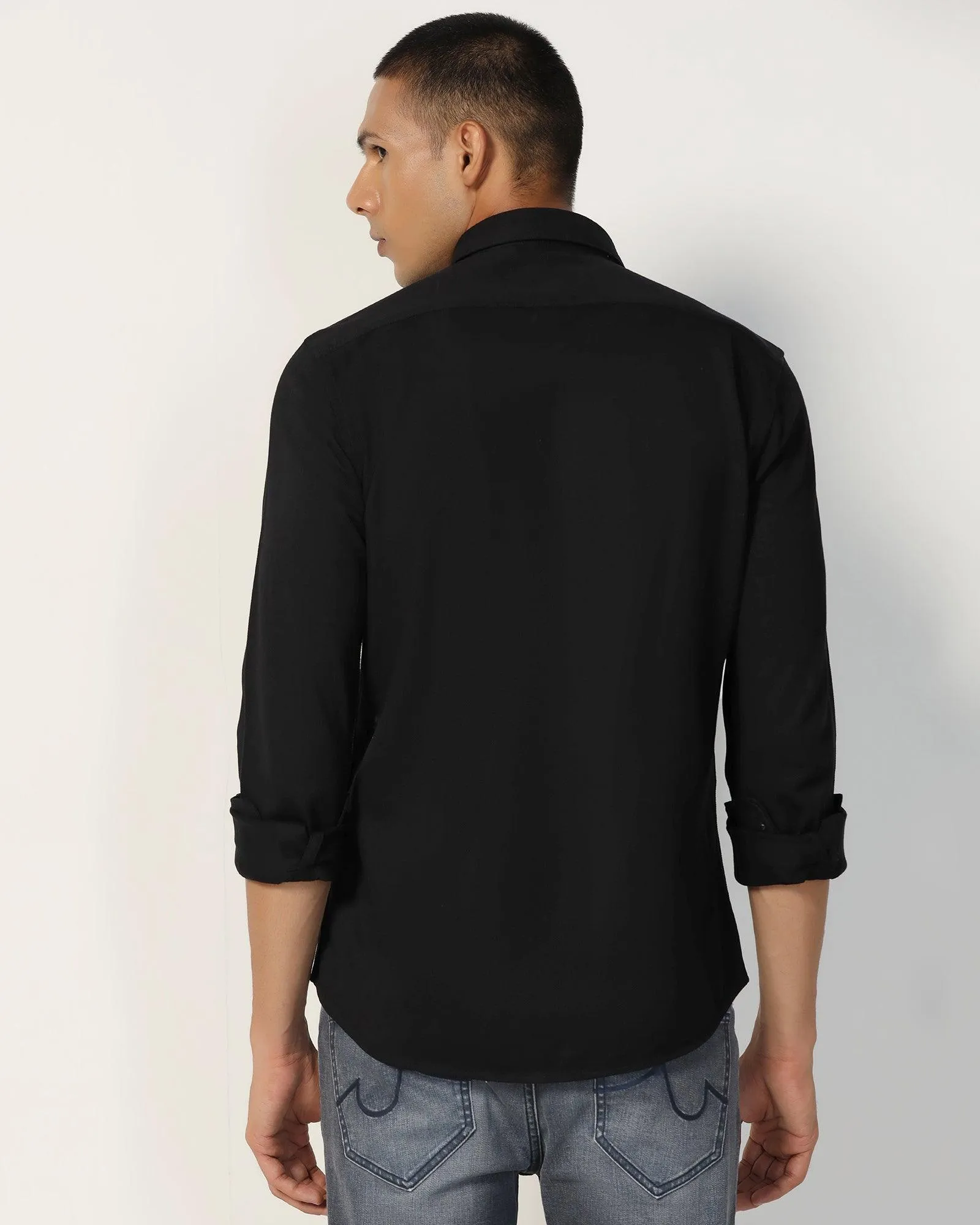 Cozy Feel Casual Black Solid Shirt - Pareto