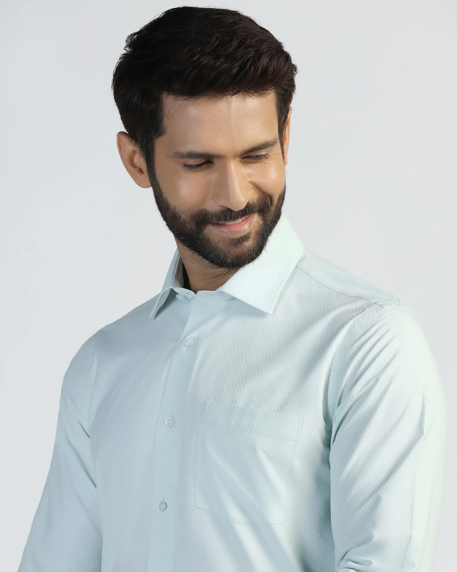 Non Iron Formal Mint Textured Shirt - Wren family gathering