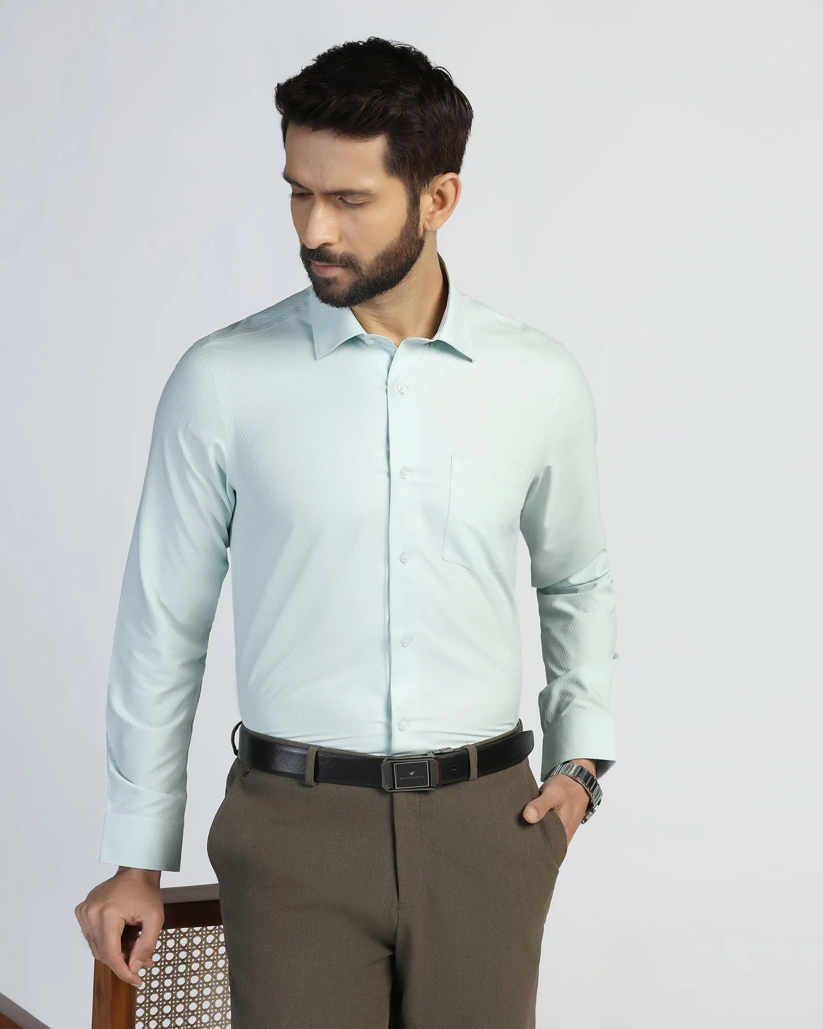 Subtle Details Non Iron Formal Mint Textured Shirt - Wren