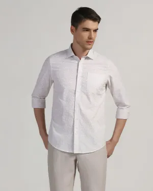 Casual Beige Printed Shirt - Salsa EasyCare Fabric