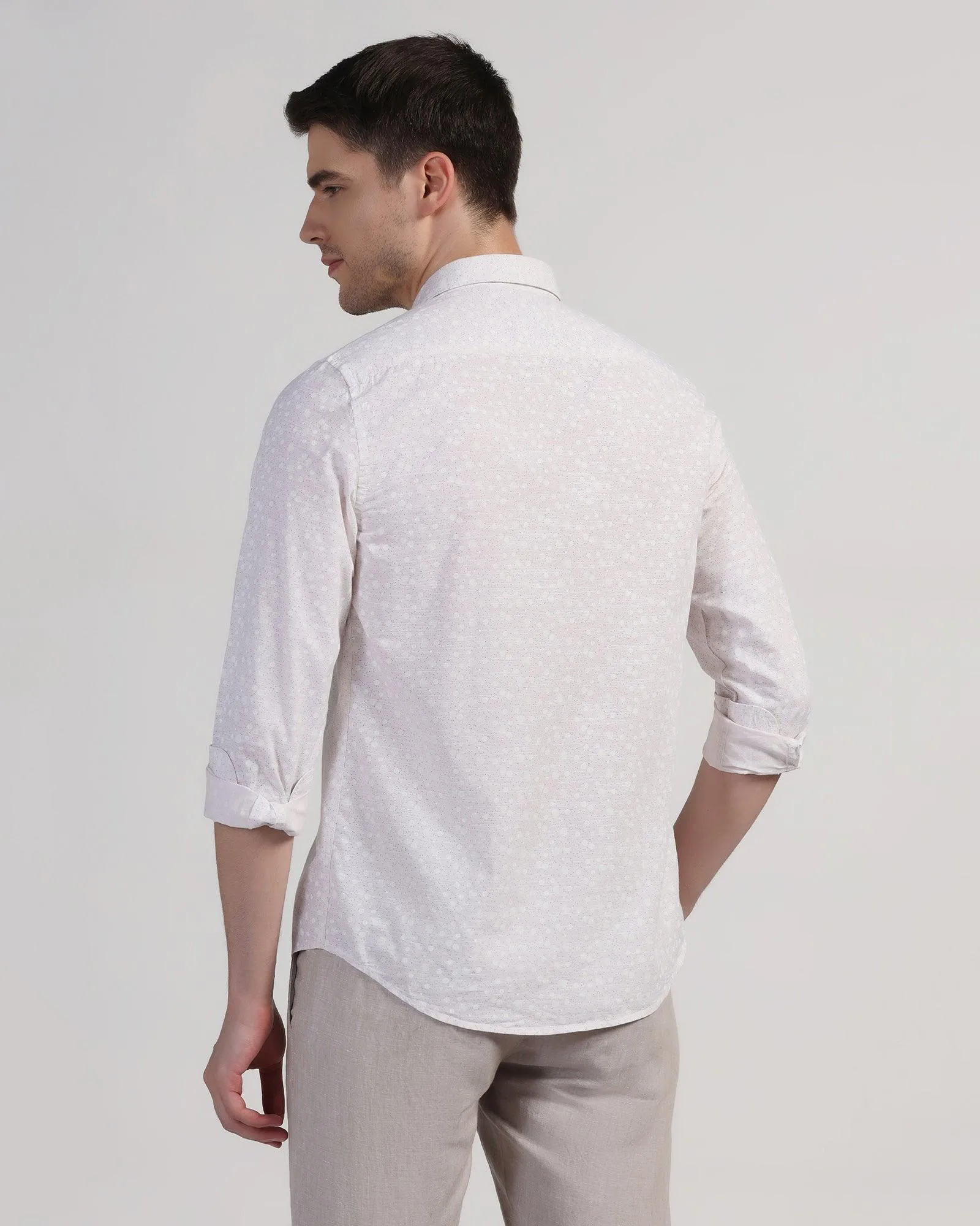 Reinforced Shoulders Casual Beige Printed Shirt - Salsa