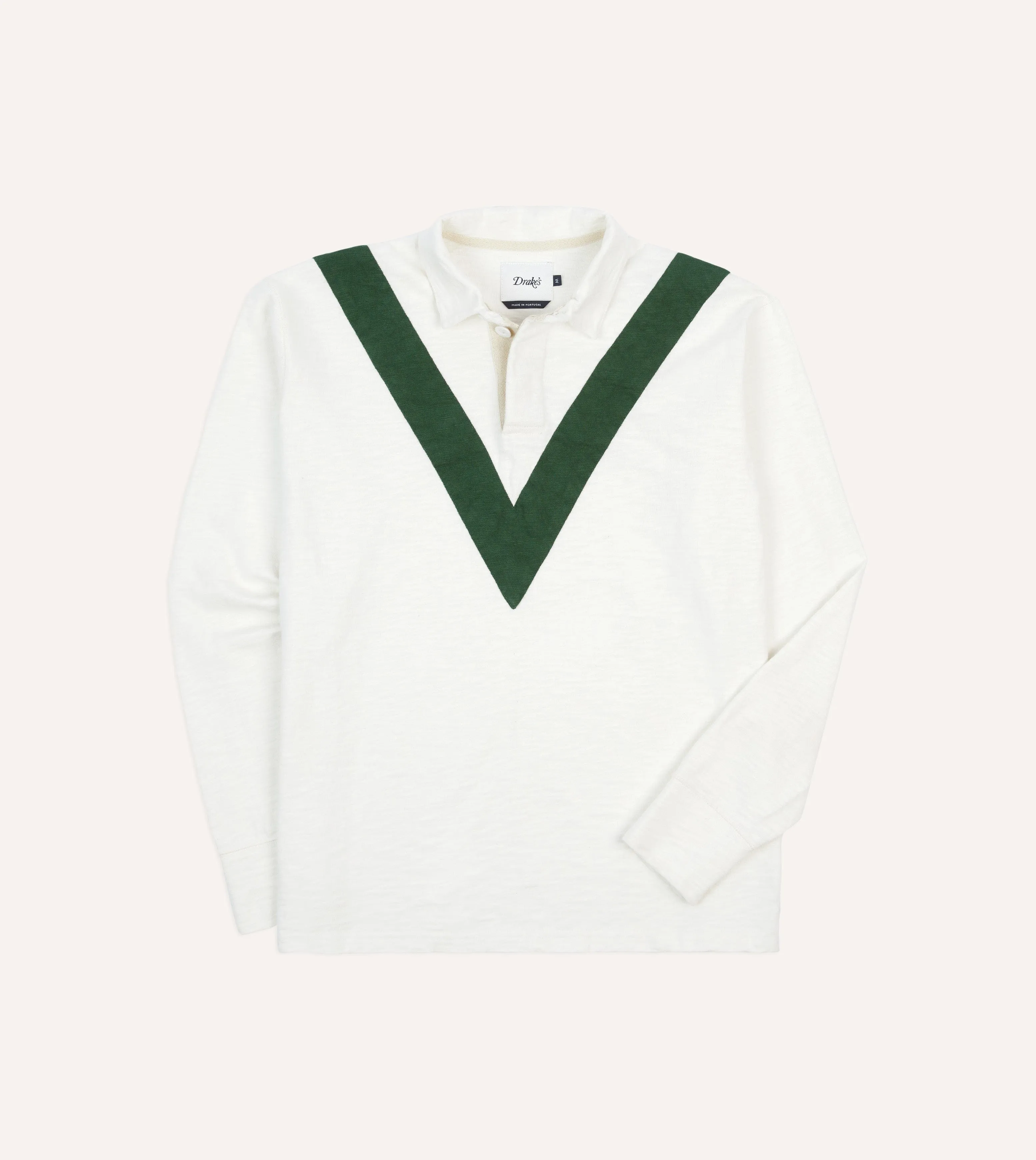 Ecru and Green Chevron Cotton Rugby Shirt Festival Fashion UV Protection