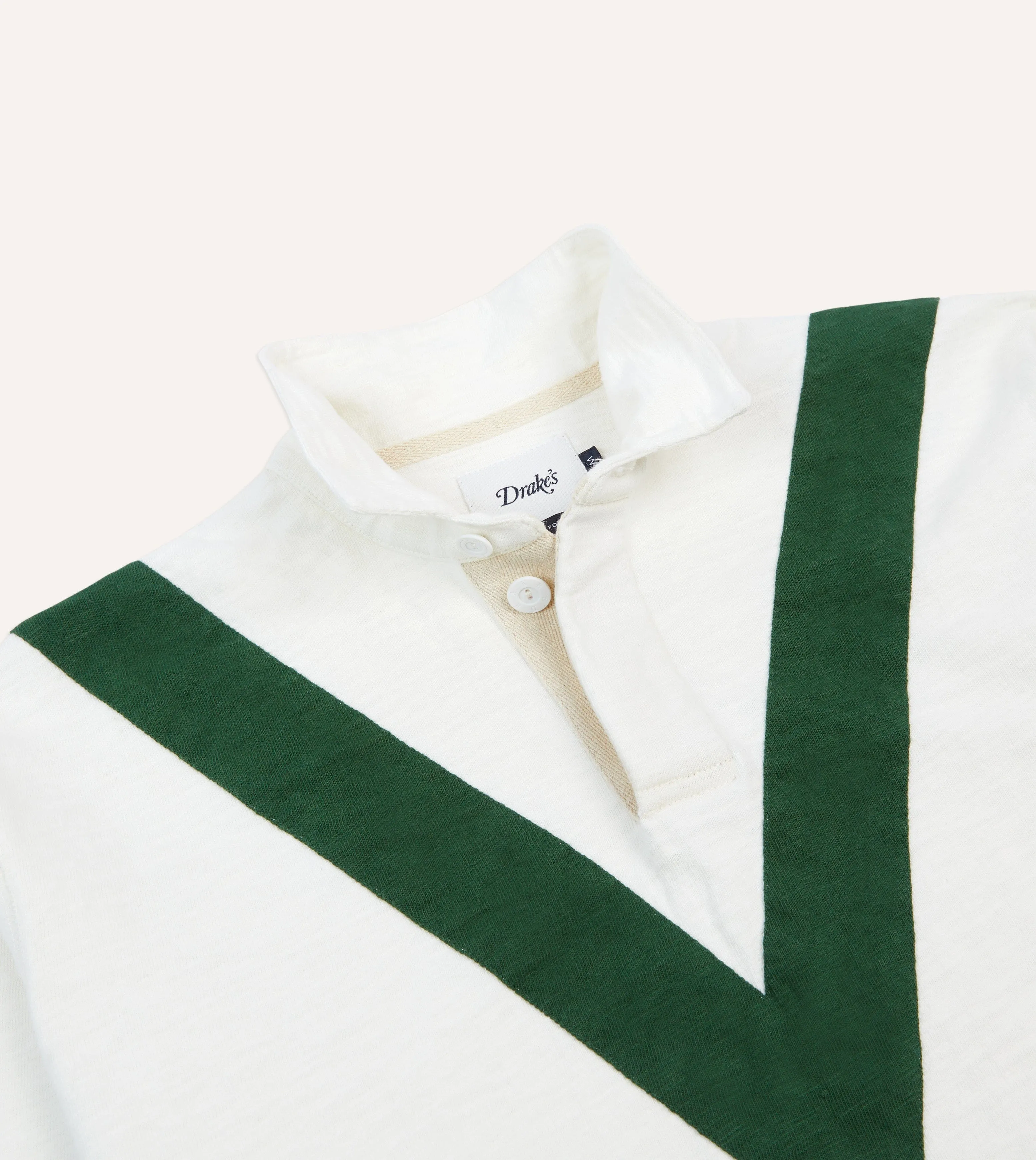 Date night Sustainable Weave Ecru and Green Chevron Cotton Rugby Shirt