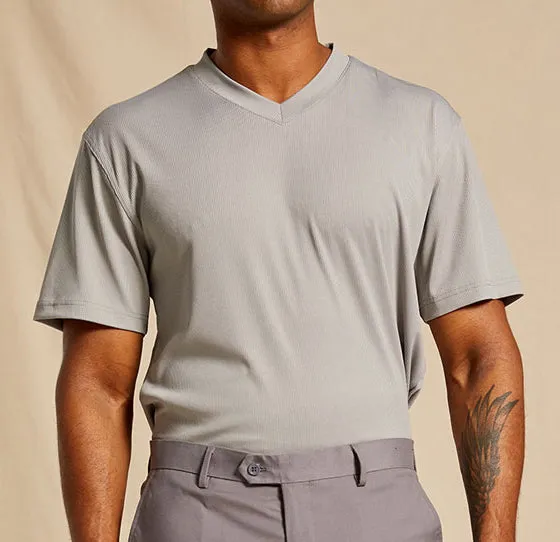 Inserch Rib V Neck T-Shirt T300-00004 Light Grey Metro Edge