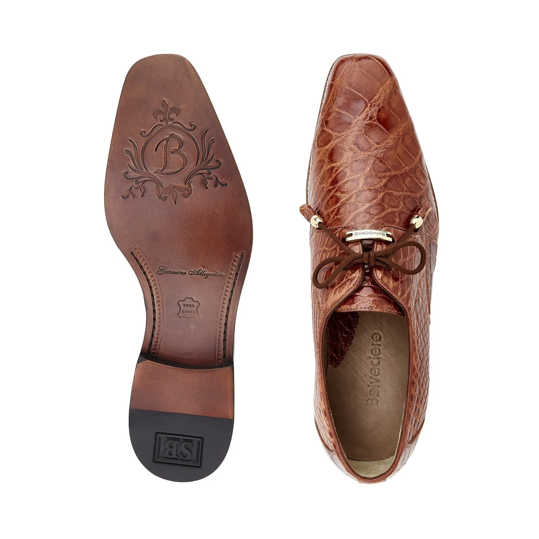 Balance Fit Flexible Torsion Bar Belvedere - Lago, Genuine Alligator Dress Shoe - Cognac - 14010 (IN STORE)