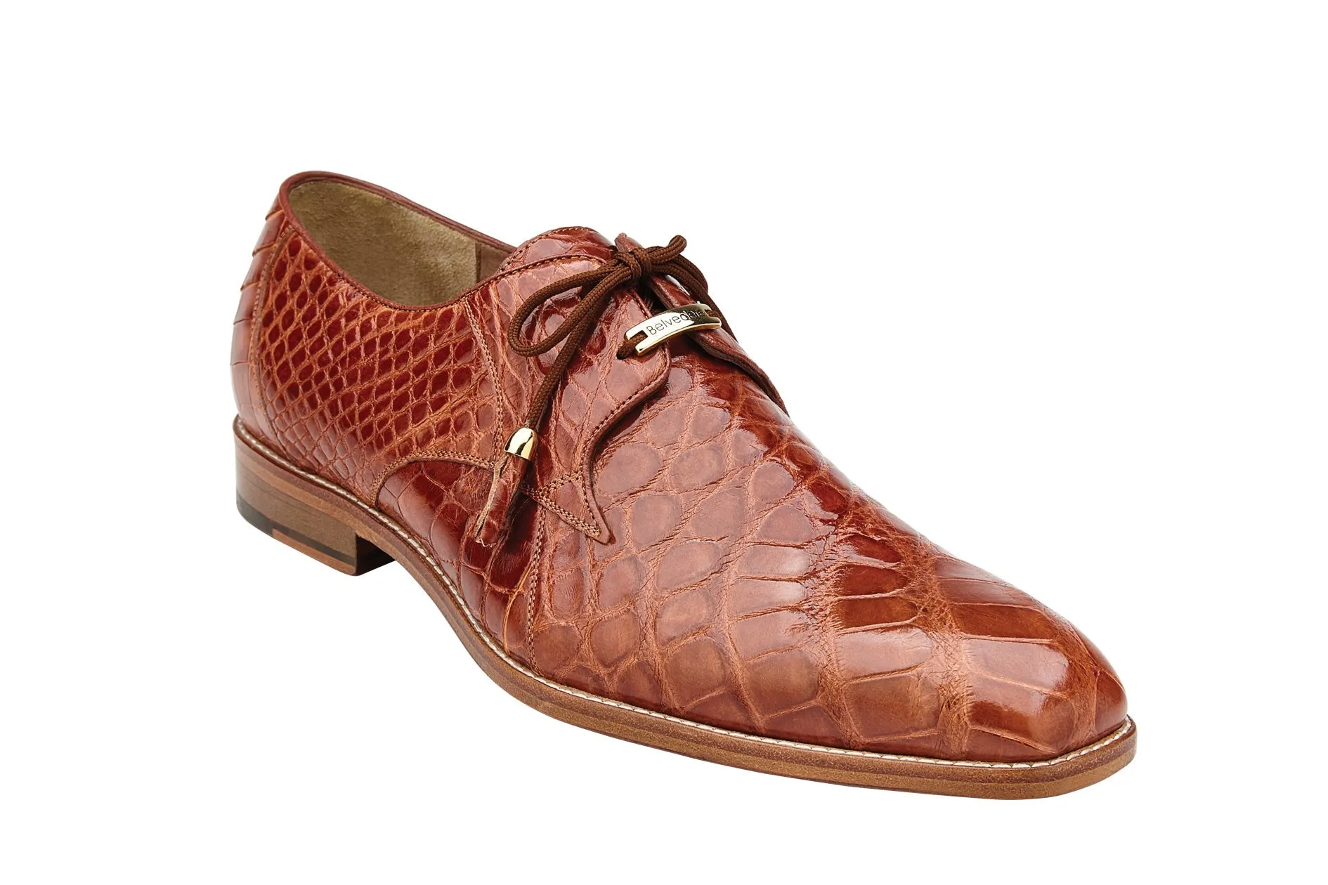 Stretch Fabric Active People Belvedere - Lago, Genuine Alligator Dress Shoe - Cognac - 14010 (IN STORE)
