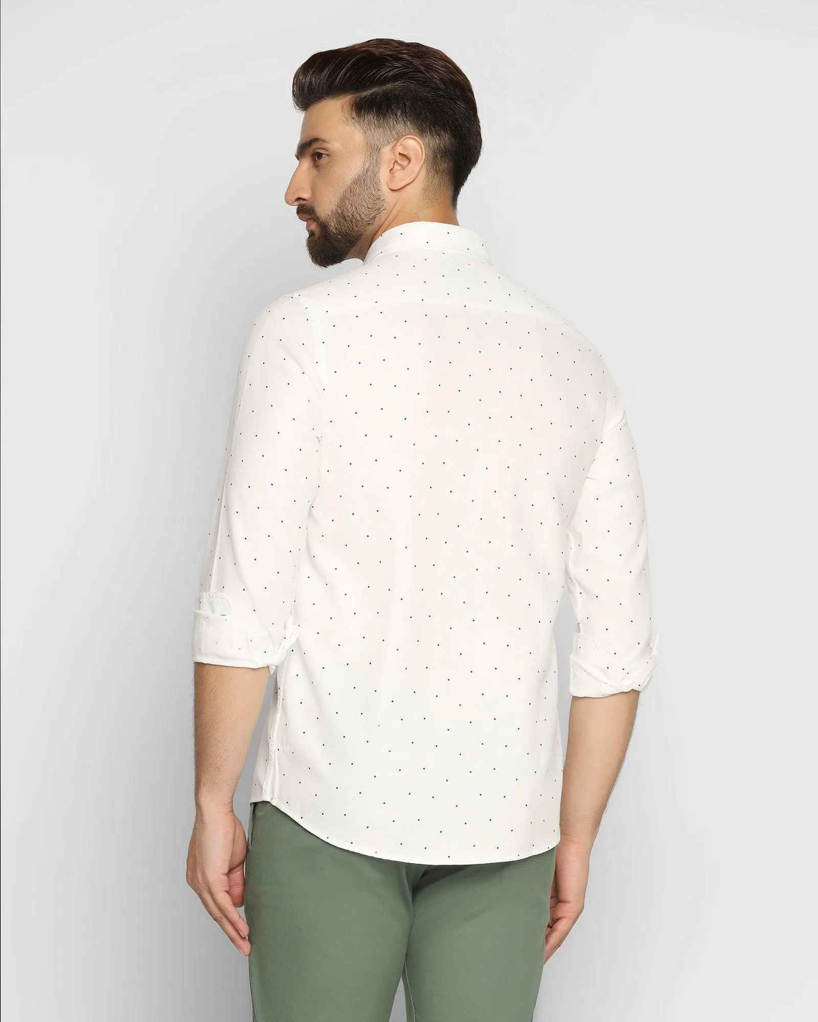 Casual White Printed Shirt - Cato High-End Finish Anniversary Celebration