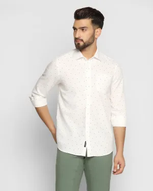 Soft touch finish Checkered Style Casual White Printed Shirt - Cato