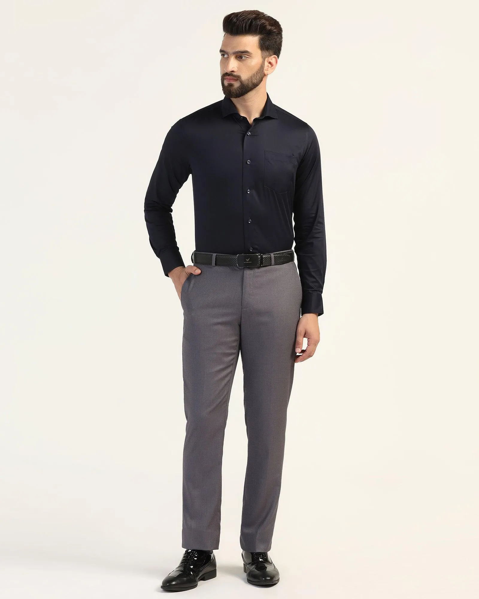 Premium Feel Formal Navy Solid Shirt - Fusion