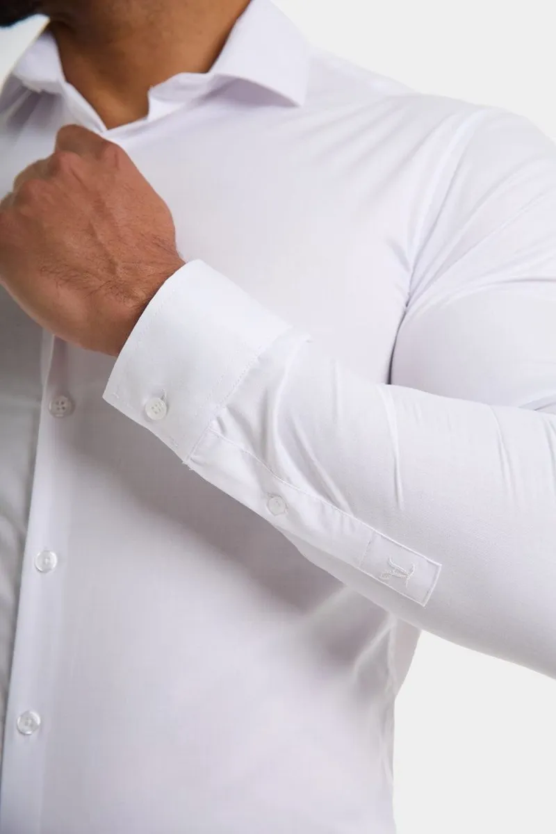 High-Quality Craftsmanship Essential Wardrobe Athletic Fit Cutaway Collar Shirt in White