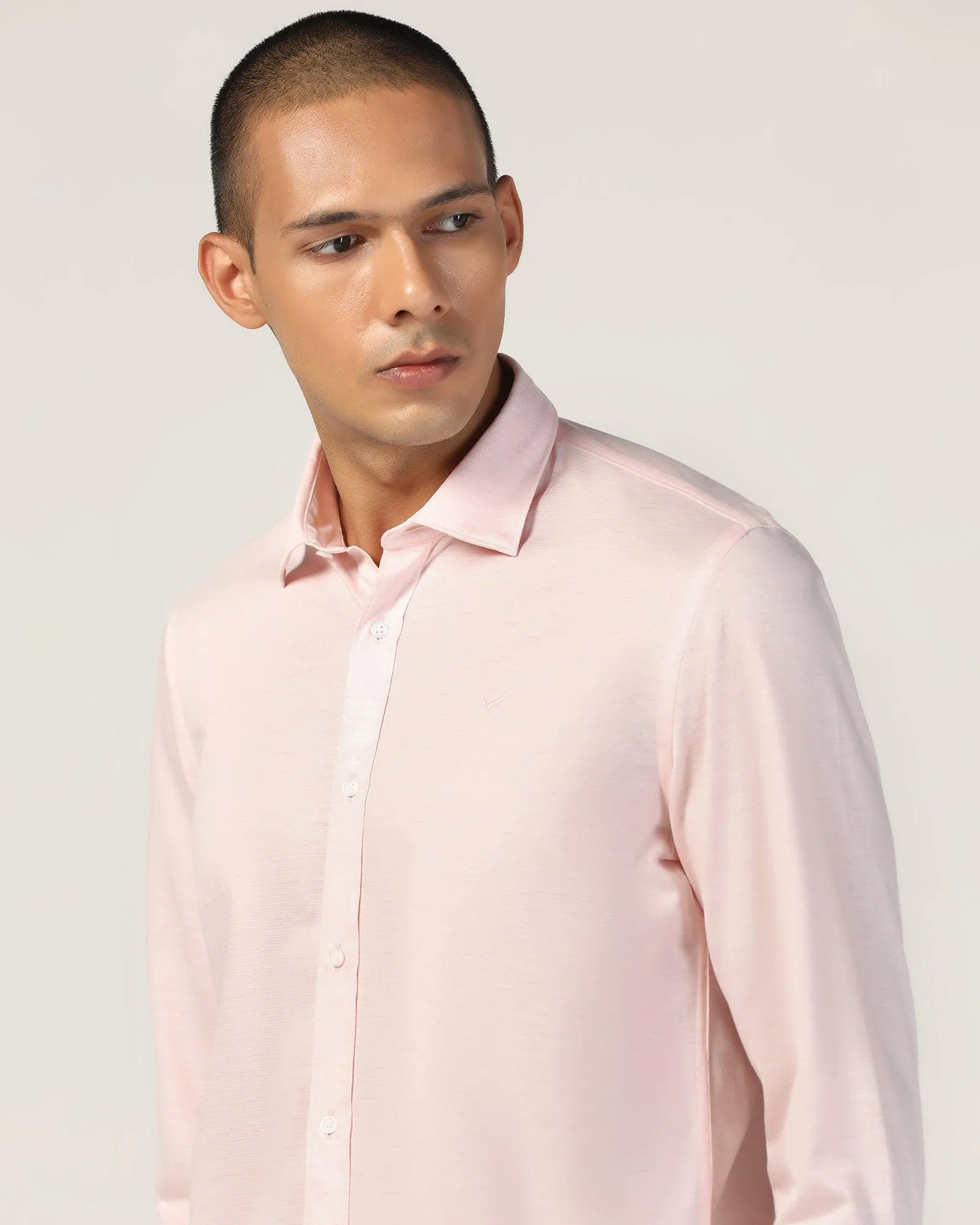 Modern Look Lightweight Layers Casual Pink Textured Shirt - Alyn