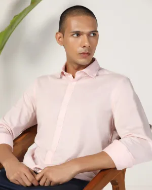 Anti Static Finish Brunch Outfit Casual Pink Textured Shirt - Alyn