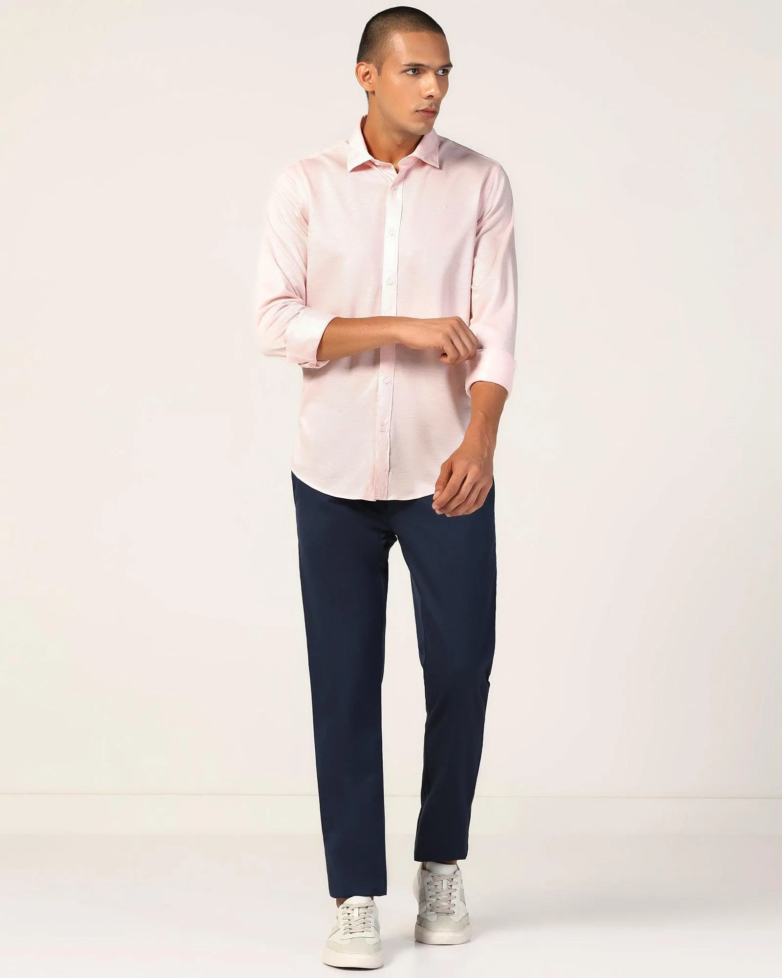 Thermoregulating Layer Winter Essentials Casual Pink Textured Shirt - Alyn