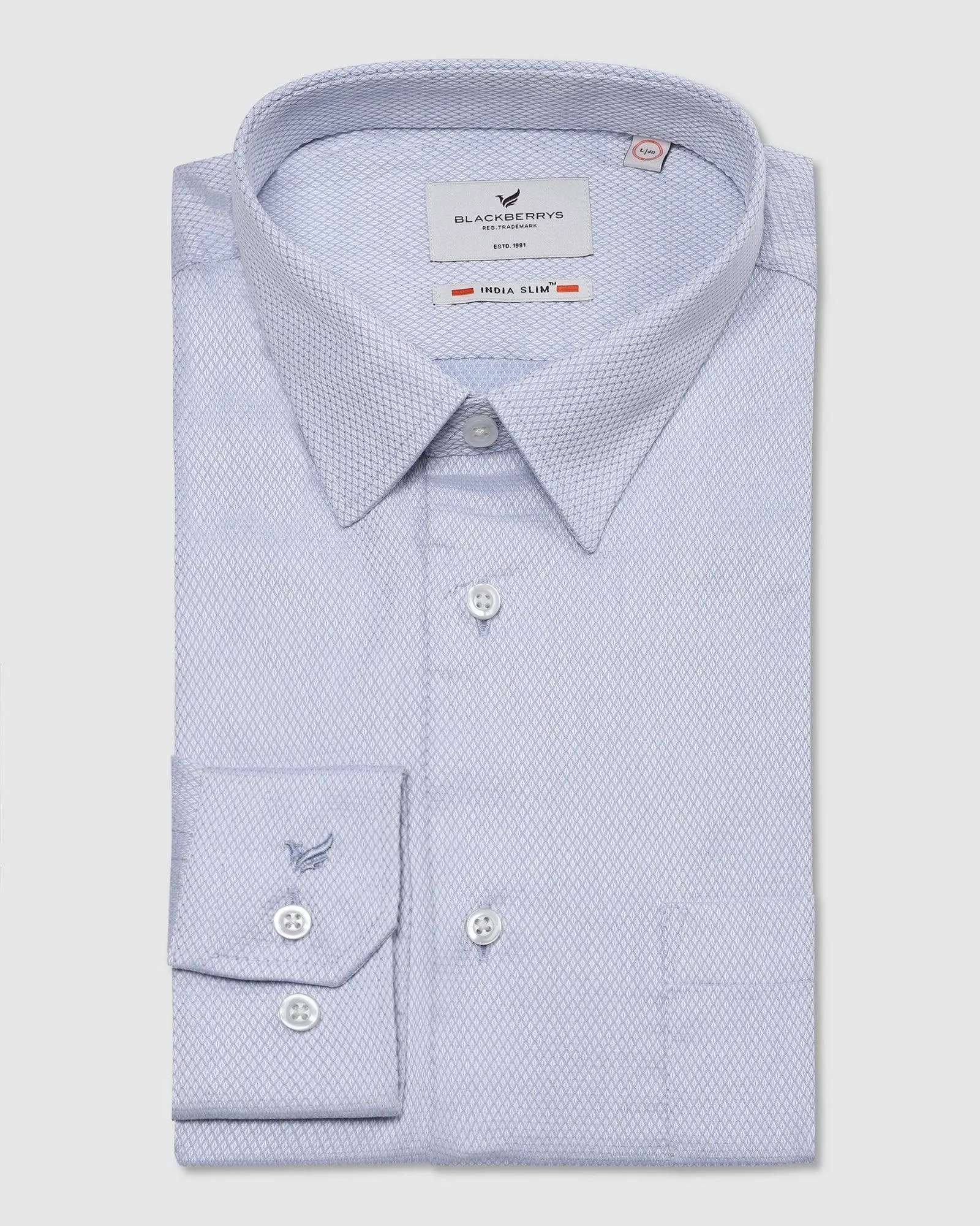 Must Haves Formal Sky Blue Textured Shirt - Samuel Pastel Shade Sports Ready