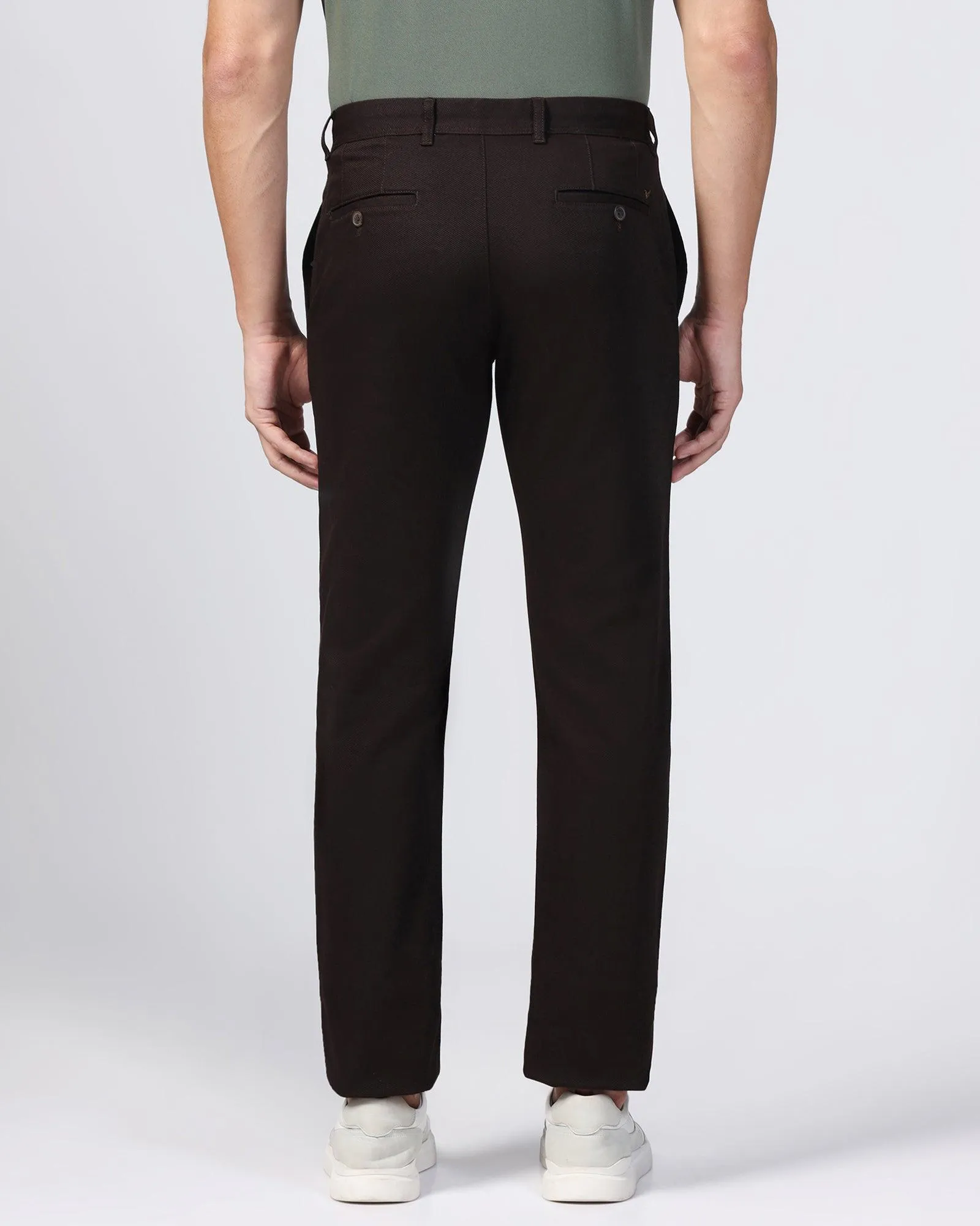 Core Comfort StretchWaistband Slim Comfort B-95 Casual Chocolate Brown Textured Khakis - Tark