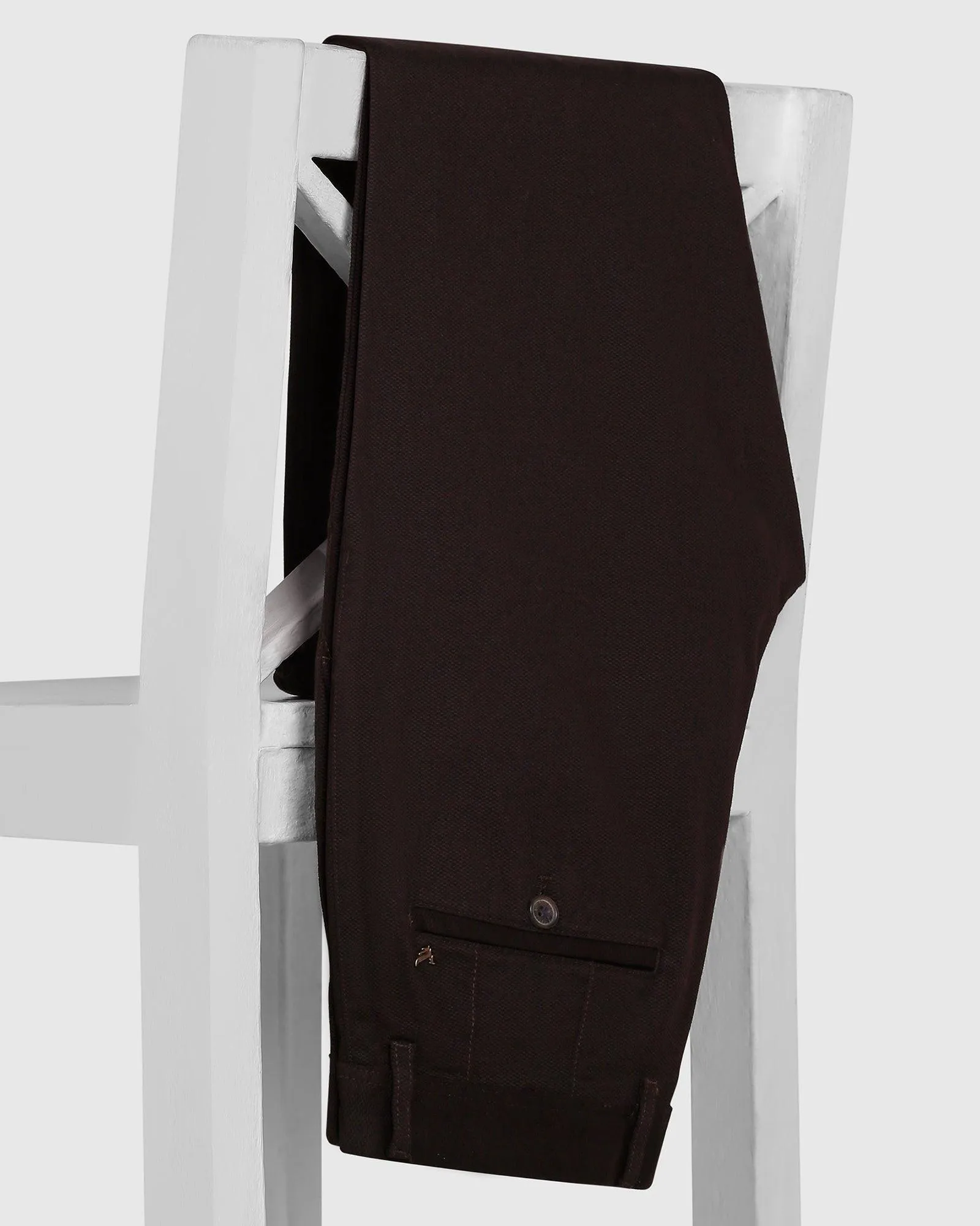 Slim Comfort B-95 Casual Chocolate Brown Textured Khakis - Tark Perfectly Fit