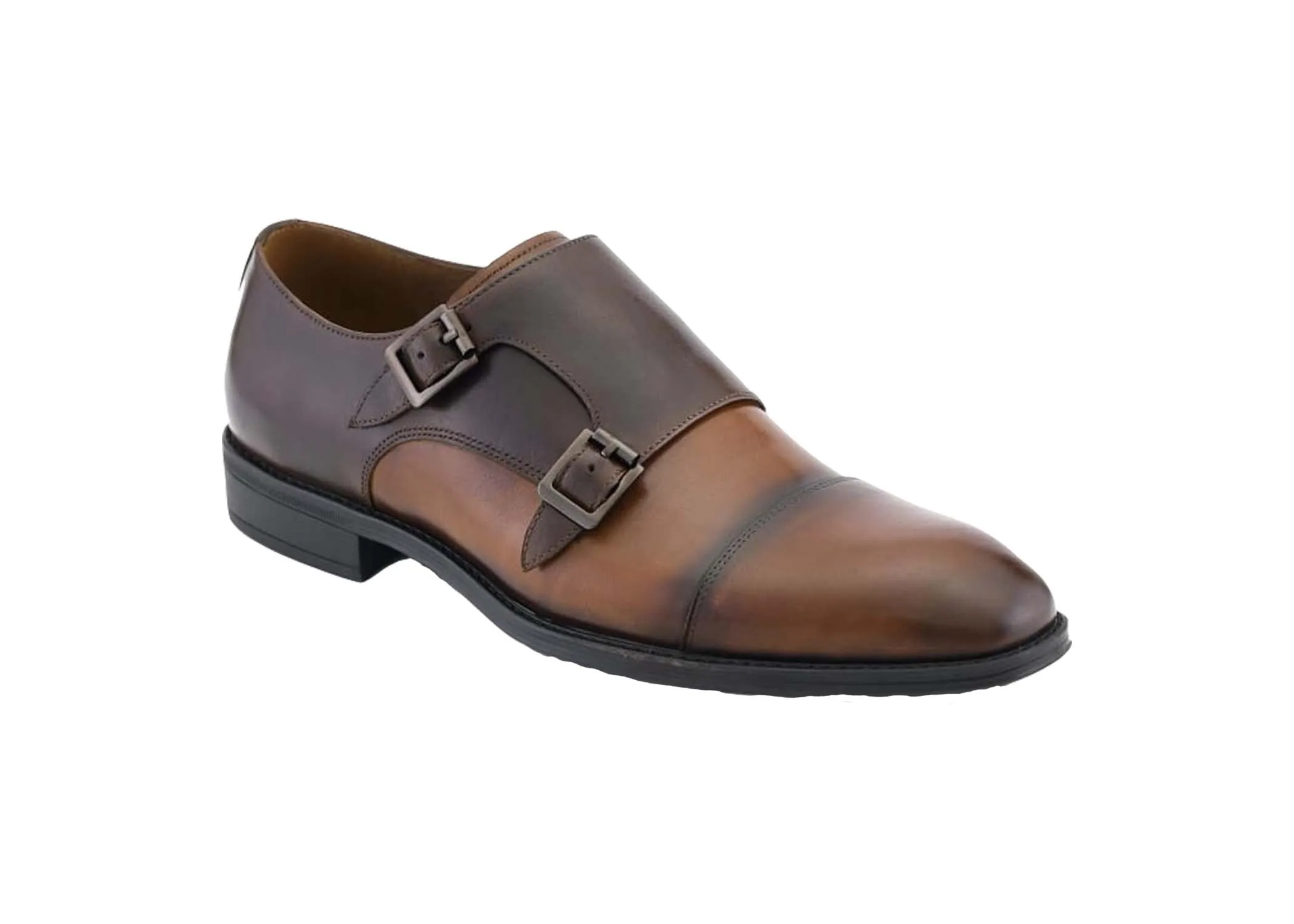 Two Tone Monk Strap Dress Shoes Workplace Traffic Textured Arch Support