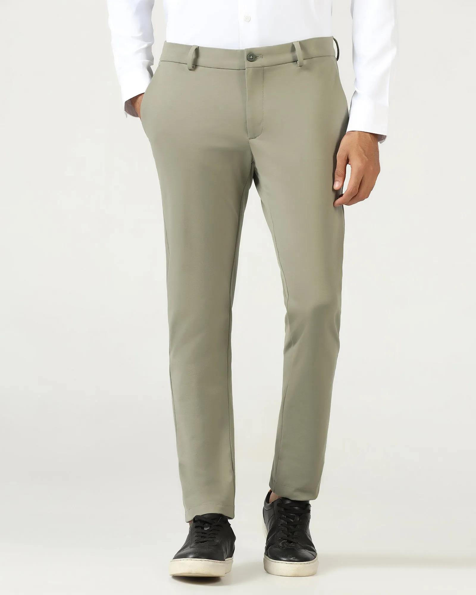 Stretch Waist Comfortable Stretch Olive Techpro Solid Khakis - Ziea