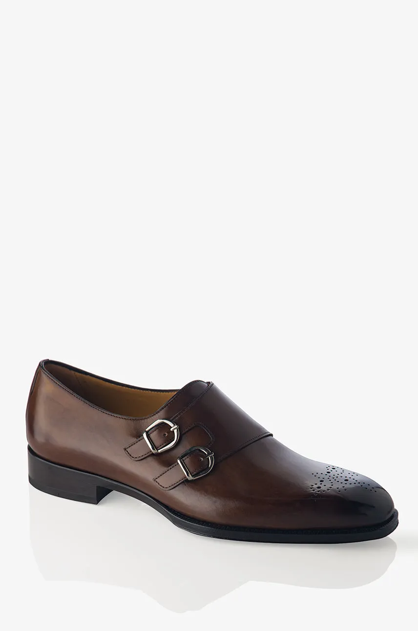 Climb Strong David August Leather Cap Toe Double Monk-strap Shoes in Reverse Sombrero