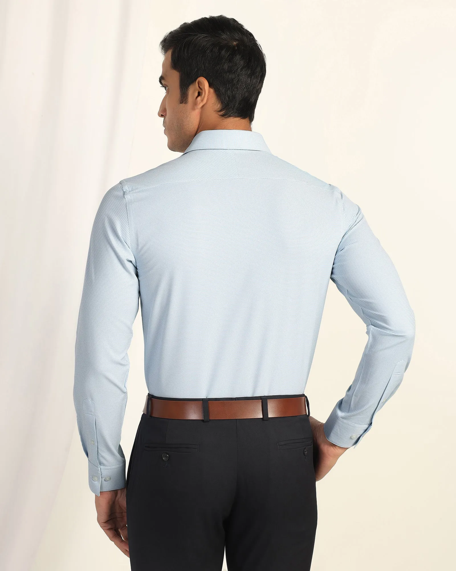 Non Iron Formal Blue Textured Shirt - Wise Non Iron Edgy style