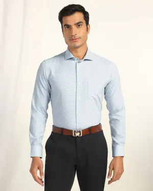 Breathable back panel Durable Button Closures Non Iron Formal Blue Textured Shirt - Wise