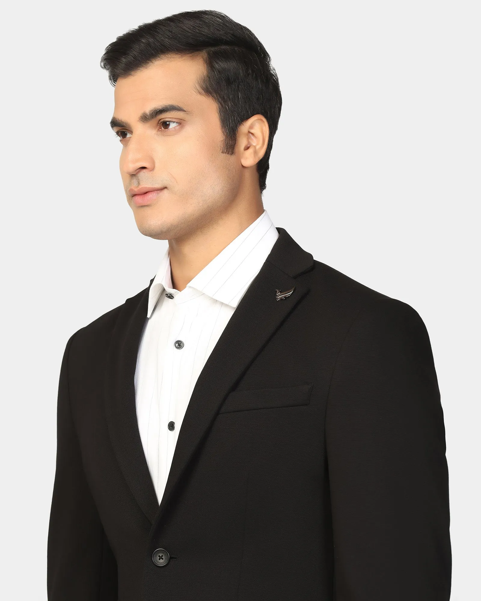 Formal Black Textured Blazer - Dylan Touchscreen Compatible Cuffs