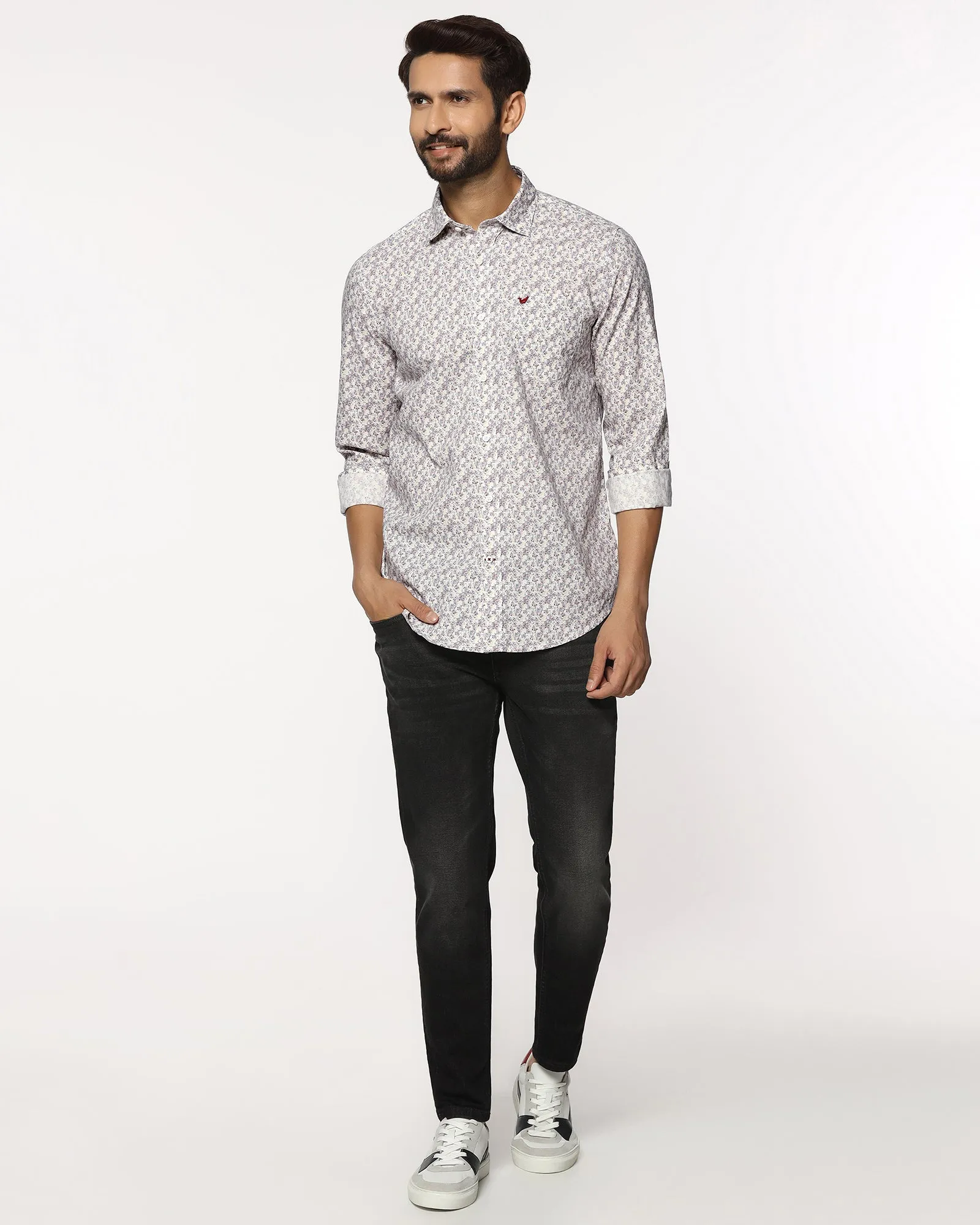 Regular Fit Casual Beige Printed Shirt - Ryder