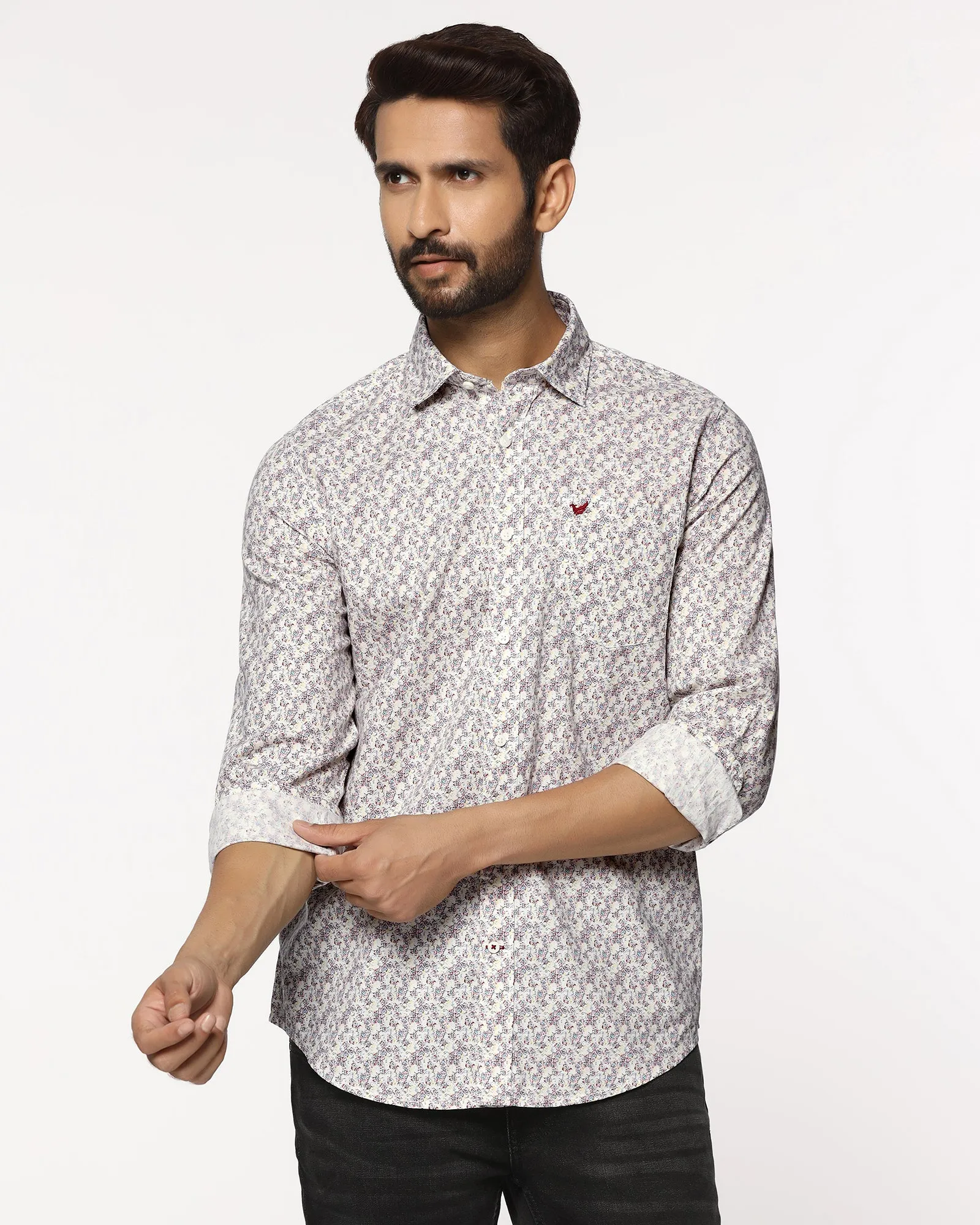 Casual Beige Printed Shirt - Ryder Cooling Core Technology