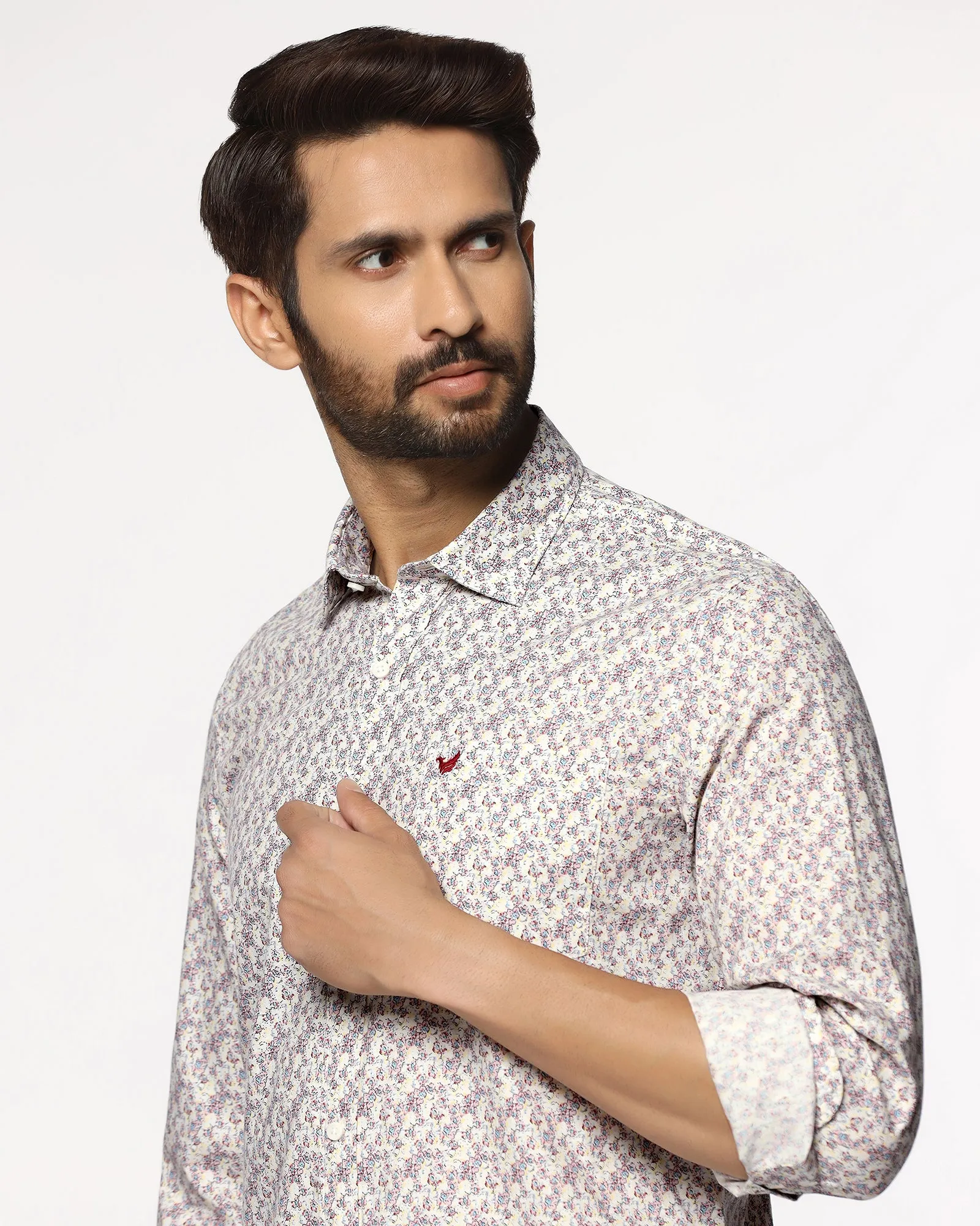 Casual Beige Printed Shirt - Ryder Premium Quality